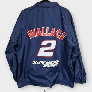 VINTAGE NASCAR Rusty Wallace navy snap up windbreaker 1990s men’s size large #2